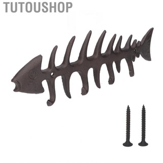 Tutoushop Fish Bones Towel Rack Wall Mounted 4 Hooks Metal Hand Holder For Home