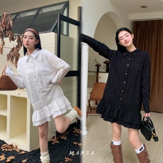 MANSA shirt dress เสื้อผ้าแฟชั่นผู้หญิง เดรสผู้หญิง ชุดเดรสสั้น