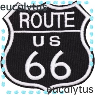 Eucalytus1 แผ่นแพทช์รีดติดเสื้อผ้า โพลีเอสเตอร์ 2.87*3.1 นิ้ว US Route 66 Applique Patches US Route 66 Applique Shape Sew on Iron on Patches Backpacks 20 ชิ้น