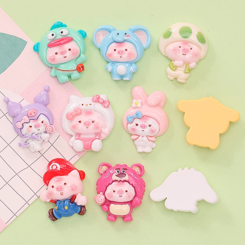 สติกเกอร์เรซิ่น ลายการ์ตูนหมูน่ารัก แฮนด์เมด diy สําหรับติดตกแต่งตู้เย็น แก้วน้ํา และรองเท้า - รูปที่ 2