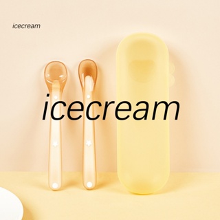 Icecream12.mx ชุดช้อนซิลิโคน เกรดอาหาร ทําความสะอาดง่าย ปลอด Bpa สําหรับเด็กทารก