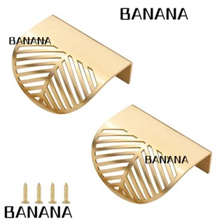 Banana1 ที่จับดึงขอบประตู ลิ้นชัก โลหะผสมสังกะสี รูปใบไม้ สีทอง 2 ชิ้น