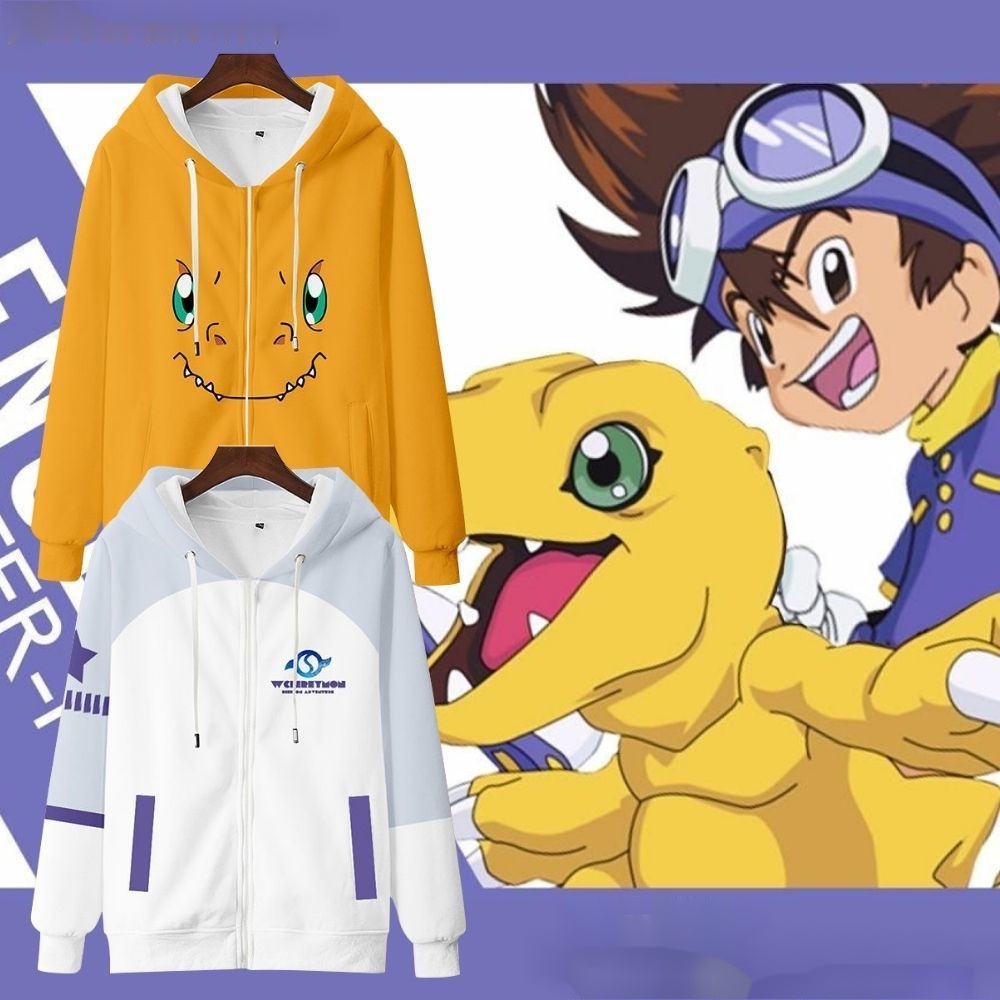 เสื้อแจ็กเก็ตคอสเพลย์ Digimon Adventure Zip Up สไตล์ฮาราจูกุ สําหรับผู้หญิง และผู้ชาย