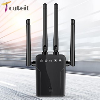 Tcuteit เราเตอร์ขยายสัญญาณ WiFi ไร้สาย 2.4G 300Mbps ปลั๊ก Euอเมริกา