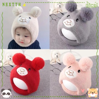 Nextth หมวกบีนนี่ ผ้ากํามะหยี่ขนนิ่ม ป้องกันหู ให้ความอบอุ่น ลายหมีน่ารัก สําหรับเด็กวัยหัดเดิน