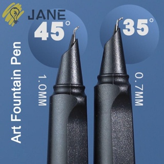 Jane ปากกาหมึกซึม หัวโค้ง 0.7 1.0 มม. 4 ชิ้น สําหรับสํานักงาน โรงเรียน