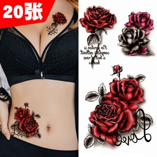 Hot Sale# rose tattoo sticker waterproof durable womens sexy 3D caesarean section scar covering clavicle chest abdomen waist sticker 8cc