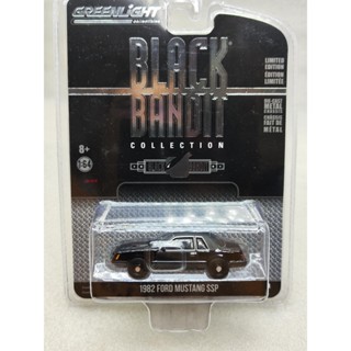 Greenlight 1: 64 1982 Black Bandit Police รถตํารวจตํารวจ Ford Mustang