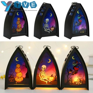 Yve เชิงเทียนพลาสติก LED รูปหัวกะโหลก สําหรับตกแต่งปาร์ตี้ฮาโลวีน