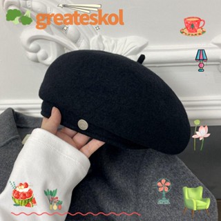 Greateskol หมวกเบเร่ต์ ผ้าวูล ให้ความอบอุ่น หรูหรา สไตล์ฝรั่งเศส แฟชั่นฤดูหนาว สําหรับผู้หญิง