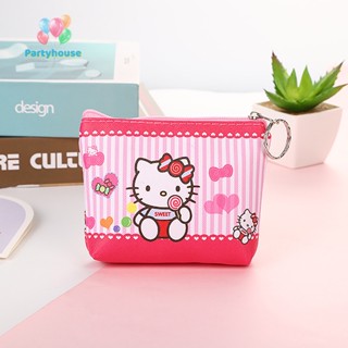 SANRIO Uvig&gt; กระเป๋าสตางค์ กระเป๋าใส่เหรียญ พวงกุญแจ หนัง PU ลายการ์ตูนสัตว์ Hello Kitty น่ารัก ขนาดเล็ก