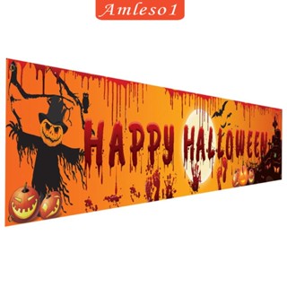 [Amleso1] แบนเนอร์ Happy Halloween สําหรับตกแต่งพื้นหลัง สวน กิจกรรม กลางแจ้ง