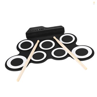 Beginner-friendly Roll Up Drum Kit with Drumsticks and Foot Pedals for Practice