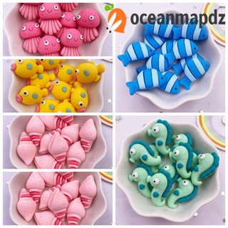 Oceanmapdz สติกเกอร์เรซิ่น รูปสัตว์ทะเล แมงกะพรุน ม้าน้ํา 3D แฮนด์เมด หลากสี สําหรับทําเครื่องประดับ DIY 10 ชิ้น