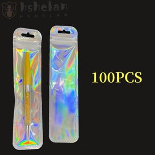 Hshelan กระเป๋าปากกาโฮโลแกรม 2.56 x9.45 นิ้ว สําหรับใส่เครื่องประดับ 100 ชิ้น