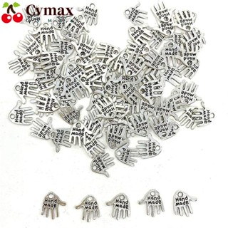 Cvmax จี้ป้ายแท็ก อัลลอย รูปมือ ขนาด 12*12 มม. สีเงิน สําหรับทําสร้อยคอ DIY