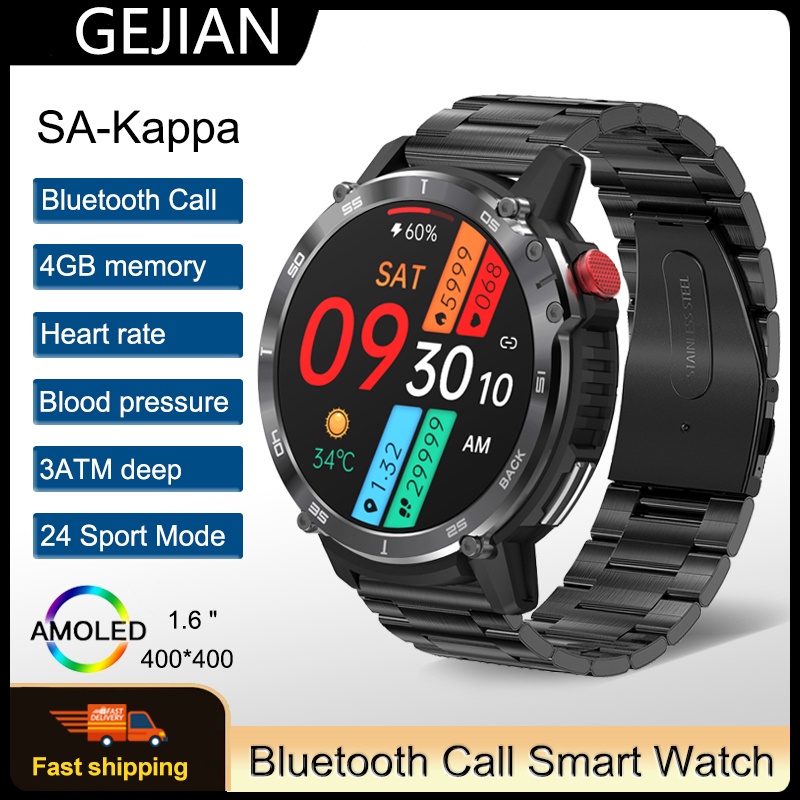 GEJIAN นาฬิกาผู้ชาย Smartwatch IP68 กันน้ำC22 สมาร์ทวอทช์ 4G ROMรองรับเชื่อมต่อชุดหูฟังสมาร์ทนาฬิกา 400Mah 7 วันอายุการใช้งานแบตเตอรี่ นาฬิกาข้อมือผู้ชาย