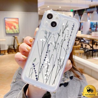 โปร่งใสเคสโทรศัพท์ สําหรับไอโฟน 11 12 13 14 15 Pro Max 7 8 Plus XR X XS MAX SE ดอกไม้เถา TPU อ่อนนุ่ม กันกระแทก