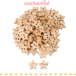Suchenhd กระดุมไม้ รูปดาว 2 รู 13 มม. สําหรับงานฝีมือ DIY 200 ชิ้น