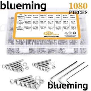 Blueming2 สกรูหัวซ็อกเก็ต หกเหลี่ยม สเตนเลส 304 M2 M3 M4 และน็อต 1080 ชิ้น