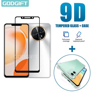 Godgift 2 in 1 ฟิล์มกระจกนิรภัยกันรอยหน้าจอ พร้อมเคสซิลิโคน กันกระแทก สําหรับ Huawei Nova Y91 Y71 Y61 Y90 Y70 Plus 5T 9 10 SE 11 Pro 11i