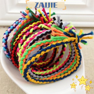 Zaijie24 ยางรัดผม แบบถัก สุ่มสี 10 ชิ้น