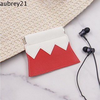 Aubrey1 กระเป๋าเครื่องสําอาง กระเป๋าเก็บเหรียญ หนัง PU ปิดเอง ลายภูเขาหิมะ สีปะติดปะต่อกัน สําหรับผู้หญิง