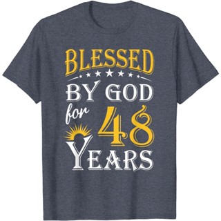 เสื้อยืด พิมพ์ลาย Blessed by God สไตล์วินเทจ สุขสันต์วันเกิดปีที่ 48 48