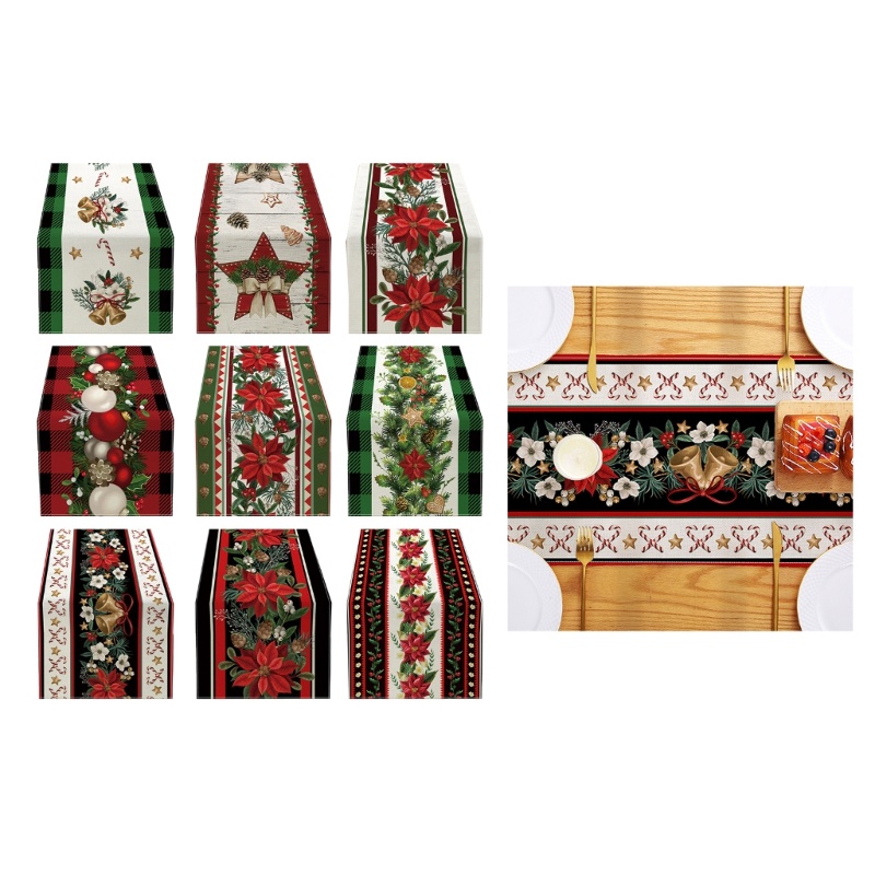 Mya Christmas Table Runners ตกแต่งคริสต์มาสสําหรับ Home Table Cover ผ้าปูโต๊ะ