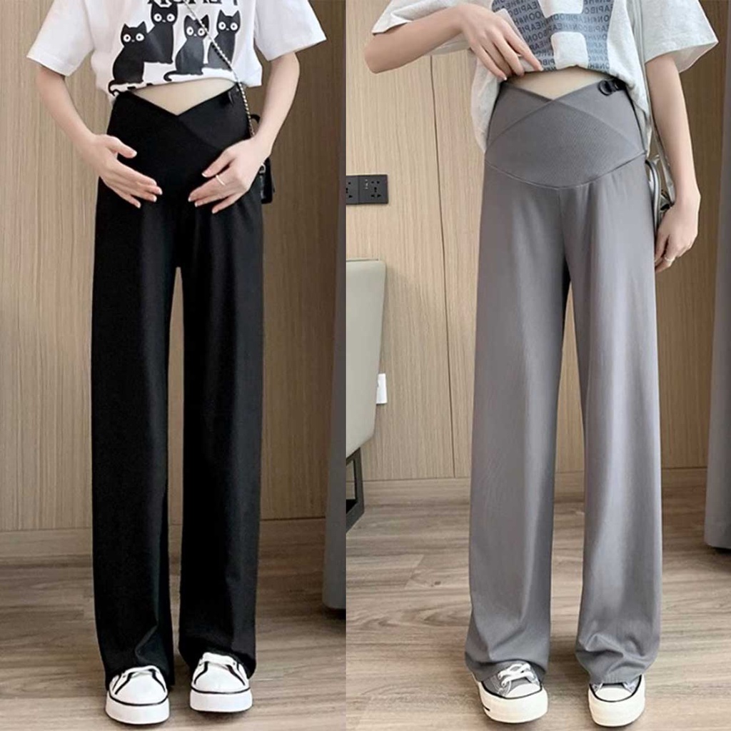 กางเกงขายาวคนท้องสไตล์เกาหลีเรียบง่าย สวมใส่สบาย