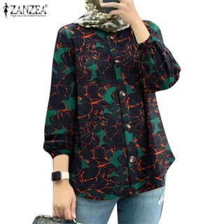 Zanzea เสื้อท็อปแขนยาว ผ้าฝ้าย พิมพ์ลาย Abaya Kaftan ทรงหลวม แฟชั่นสําหรับสตรีชาวมุสลิม