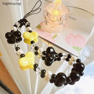[highbuying] แฟชั่น ดอกไม้ น่ารัก ลูกปัด เชือกมือ สร้อยข้อมือ สําหรับโทรศัพท์มือถือ เคส พวงกุญแจ จี้การ์ตูน หัวใจ สายสั้น สายคล้องข้อมือ ใหม่ พร้อมส่ง