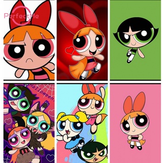 【PM】ชุดงานจิตรกรรมเม็ดบีด ทรงเพชรกลม อะคริลิค ลาย The Powerpuff Girls 5D ขนาด 30x40 ซม. สําหรับตกแต่งบ้าน DIY