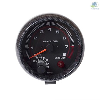 เครื่องวัดรอบเครื่องยนต์ คาร์บอนไฟเบอร์ สีขาว 3.75 นิ้ว 0-8000 RPM