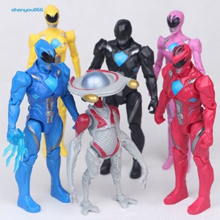 Syc- โมเดลฟิกเกอร์อนิเมะ Power Rangers พร้อมไฟ สําหรับตกแต่ง 6 ชิ้น ต่อชุด