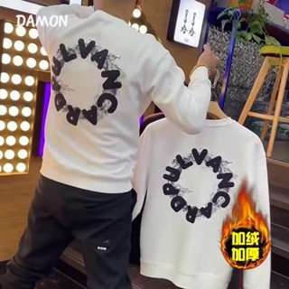 Damon เสื้อสเวตเตอร์ แขนยาวเสื้อคู่ เสื้อกันหนาว เสื้อฮู้ด หลวม ใส่สบายๆ 2023 NEW MWY2390KUE 37Z230913