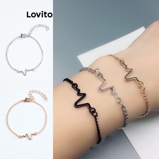 Lovito สร้อยข้อมือ เรียบง่าย สไตล์คลาสสิก สําหรับผู้หญิง L63AD382 (ทอง/เงิน)