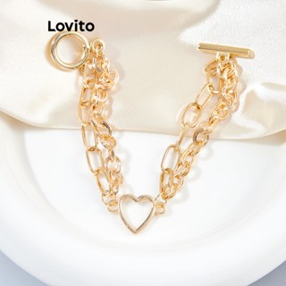 Lovito สร้อยข้อเท้า รูปหัวใจ สไตล์โบโฮ สําหรับผู้หญิง L63AD052 (สีทอง)