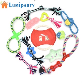 Lumiparty เชือกฝ้าย หลากสี ของเล่นทําความสะอาดฟันกราม สําหรับสัตว์เลี้ยง สุนัข 11 ชิ้น ต่อชุด