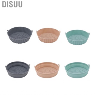 Disuu 2Pcs Round Silicone Fryer  Oil Resistant Non Stick Resuable Liner with Handles Household Foldable