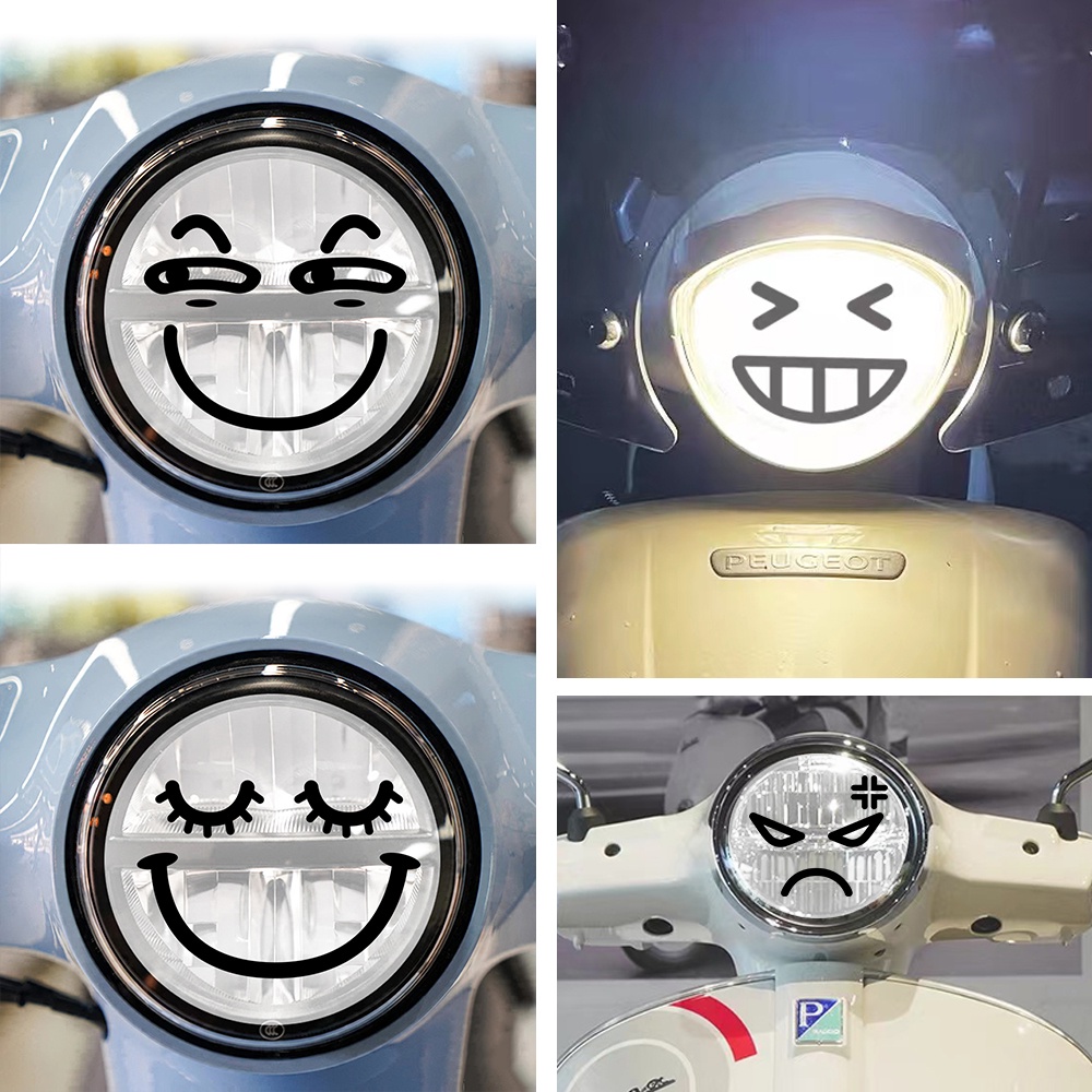 สติกเกอร์ ลายอิโมจิหน้ายิ้มน่ารัก สําหรับติดไฟหน้ารถจักรยานยนต์ Piaggio Vespa Spring GTS300
