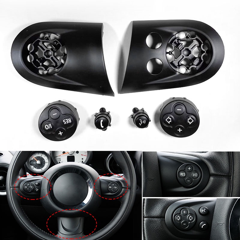 ฝาครอบปุ่มสวิตช์ควบคุมเสียง ติดพวงมาลัยรถยนต์ อเนกประสงค์ สําหรับ BMW MINI Cooper R55 R56 R57 R58 R59 R60 R61