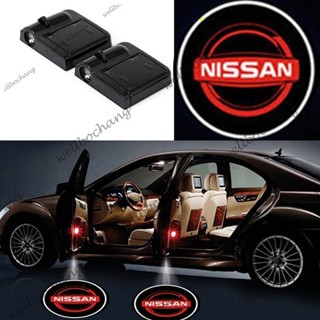 โคมไฟโปรเจคเตอร์ Led ไร้สาย ติดประตูรถยนต์ สําหรับ NISSAN Grand Livina Altima Latio Note Teana Tiida navara NV200 Qashqai J11 X-Trail Elgrand NV350 2 ชิ้น