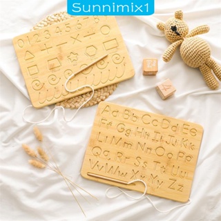 [Sunnimix1] แผ่นบอร์ดไม้ ลายตัวอักษร พร้อมปากกา สําหรับฝึกเขียนตัวอักษร