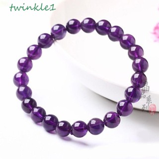 Twinkle1 สร้อยข้อมืออเมทิสต์ สีม่วง กําไลข้อมือคริสตัลธรรมชาติ เครื่องประดับ