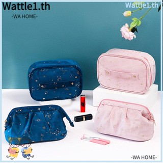 Wttle กระเป๋าเครื่องสําอาง ผ้ากํามะหยี่ สีทอง แบบพกพา สําหรับผู้หญิง