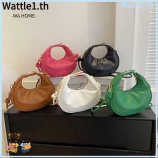 Wttle กระเป๋าสะพายไหล่ กระเป๋าถือ สะพายข้าง หนัง PU สีพื้น สไตล์มินิมอล แฟชั่นสําหรับสตรี