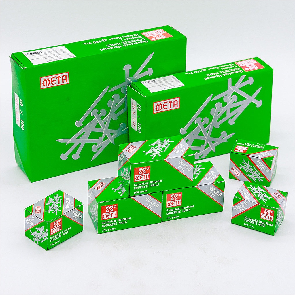 ตะปู ตะปูคอนกรีต **10กล่อง** ยี่ห้อ META มี 2 สีขาว ดำ คุณภาพดี