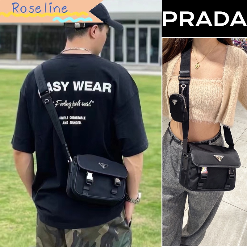 ปราด้า PRADA Re-Nylon and Saffiano leather shoulder bag