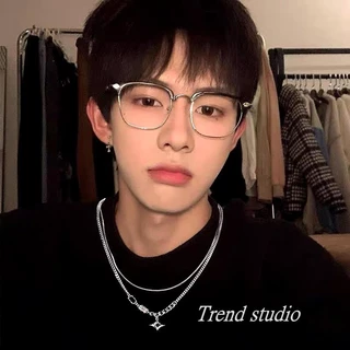 สร้อยคอสไตล์ญี่ปุ่นและเกาหลี สามารถสวมใส่ได้ทั้งชายและหญิง แฟชั่นเรียบง่ายและดูดี วัสดุเหล็กไทเทเนียมไม่ซีดจาง